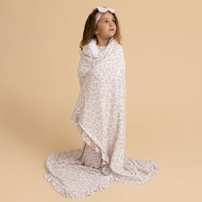 Laurel Leopard Minky Ruffled Luxe Patoo® Blanket