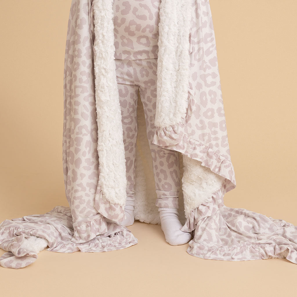 Laurel Leopard Minky Ruffled Luxe Patoo® Blanket