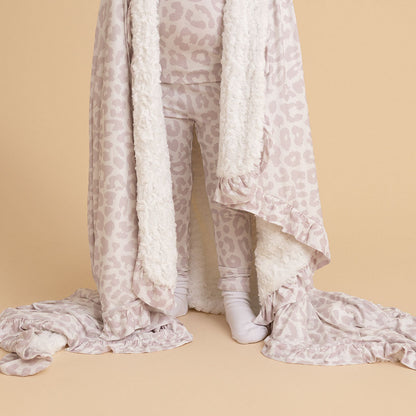 Laurel Leopard Minky Ruffled Luxe Patoo® Blanket