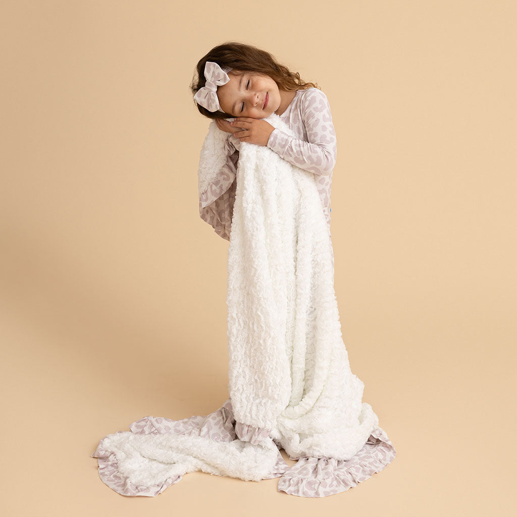 Laurel Leopard Minky Ruffled Luxe Patoo® Blanket