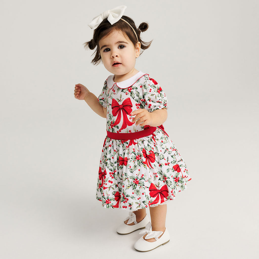 Happy Holly-days Ruffled Petticoat Bodysuit Dress