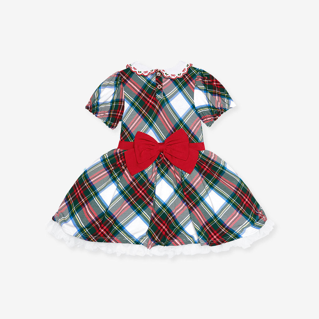 Portia Plaid Scallop Collar Petticoat Bodysuit Dress