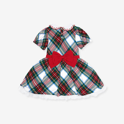 Portia Plaid Scallop Collar Petticoat Bodysuit Dress