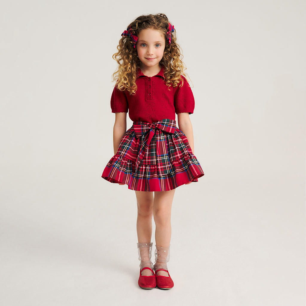 Red Tartan Plaid Tartan Petticoat Bow Skirt