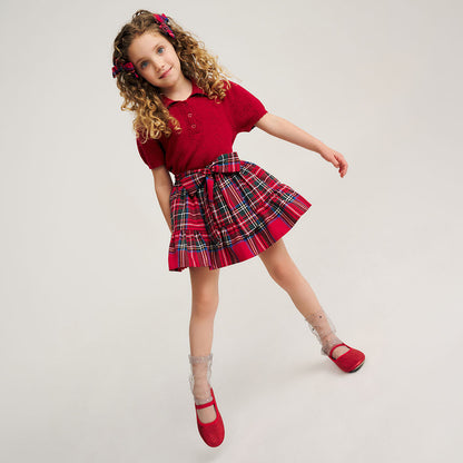 Red Tartan Plaid Tartan Petticoat Bow Skirt