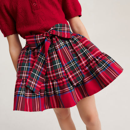 Red Tartan Plaid Tartan Petticoat Bow Skirt