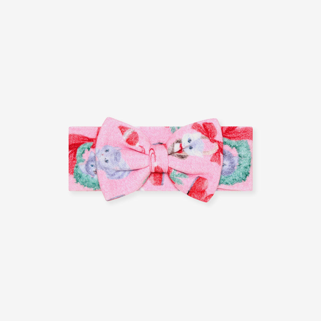 Meowy Christmas Brushed Pointelle Luxe Bow Headwrap