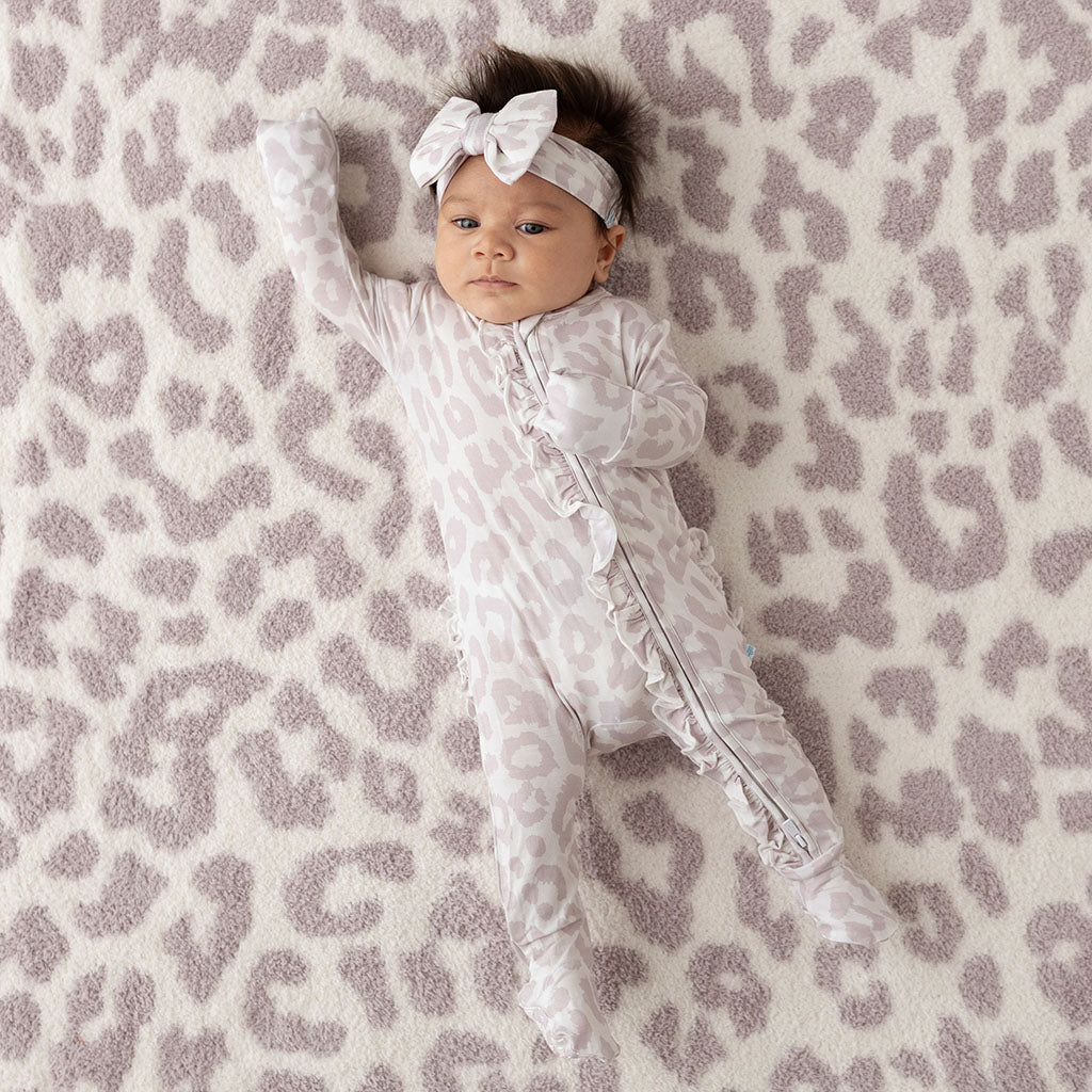 Laurel Leopard Footie Ruffled Zippered One Piece