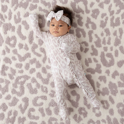 Laurel Leopard Footie Ruffled Zippered One Piece