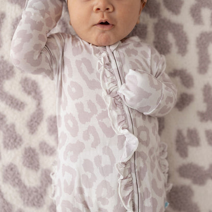 Laurel Leopard Footie Ruffled Zippered One Piece