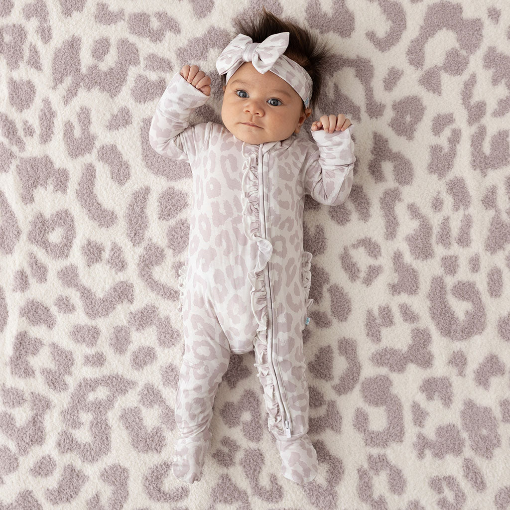 Laurel Leopard Footie Ruffled Zippered One Piece