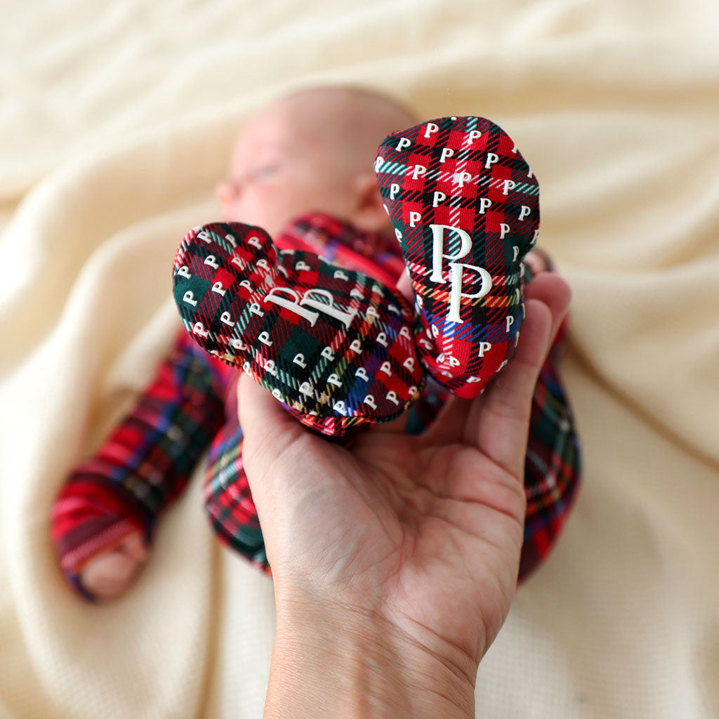 Red Tartan Plaid Footie Zippered One Piece