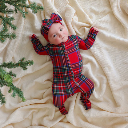 Red Tartan Plaid Luxe Bow Headwrap