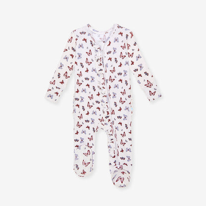 Joan Pointelle Footie Ruffled Zippered One Piece