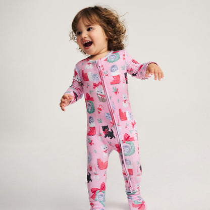 Meowy Christmas Brushed Pointelle Convertible One Piece