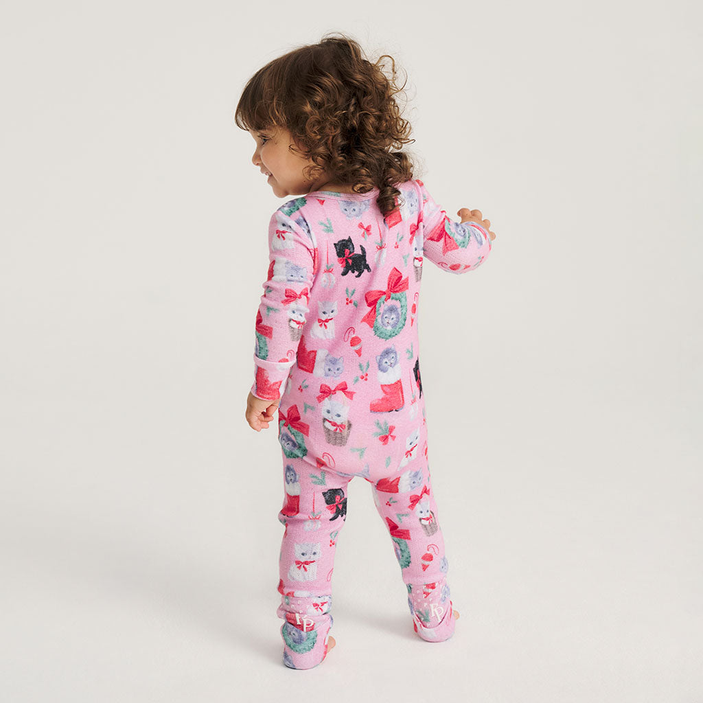 Meowy Christmas Brushed Pointelle Convertible One Piece