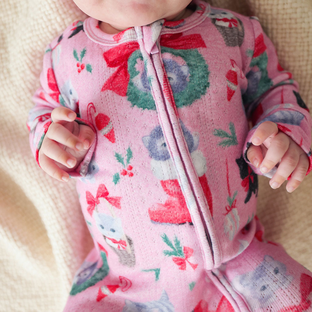 Meowy Christmas Brushed Pointelle Convertible One Piece
