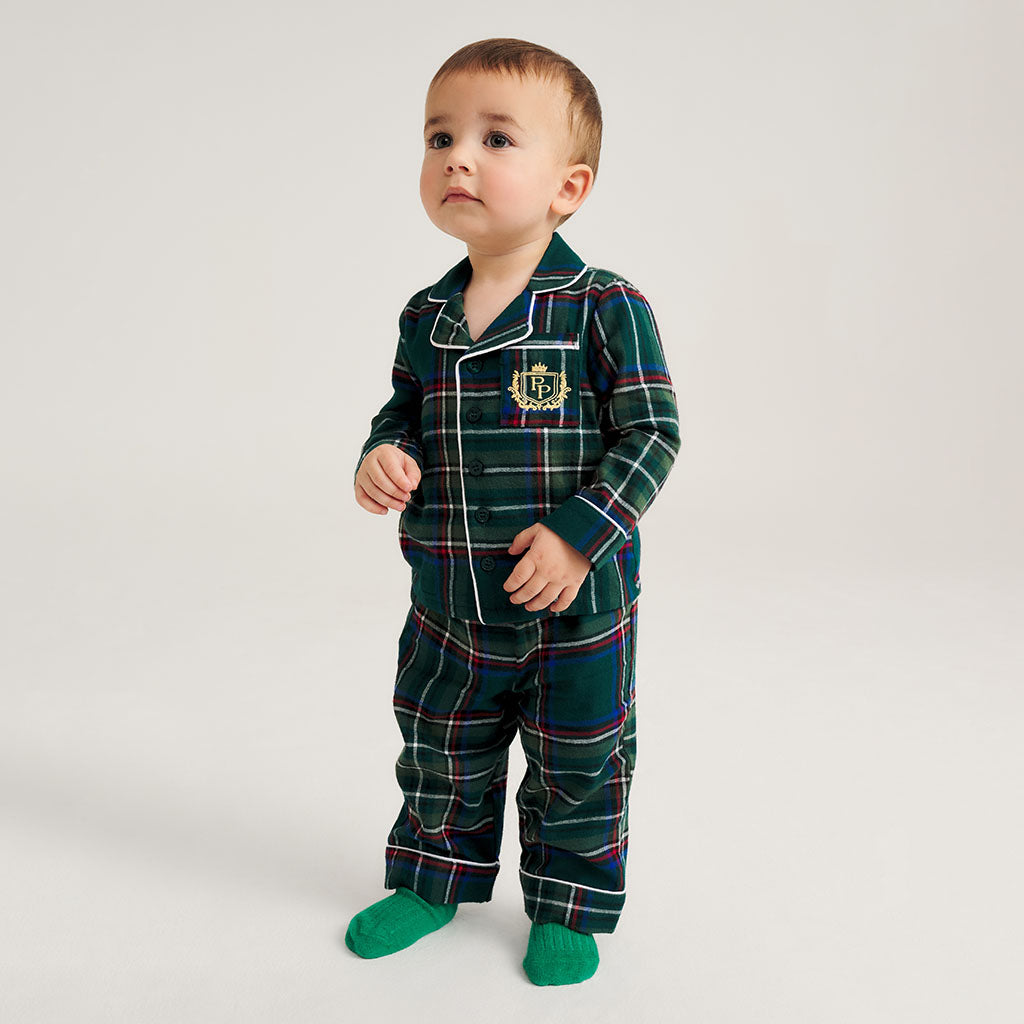 Green Tartan Plaid Flannelette Luxe Pajama Set