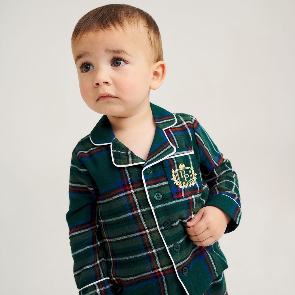 Green Tartan Plaid Flannelette Luxe Pajama Set