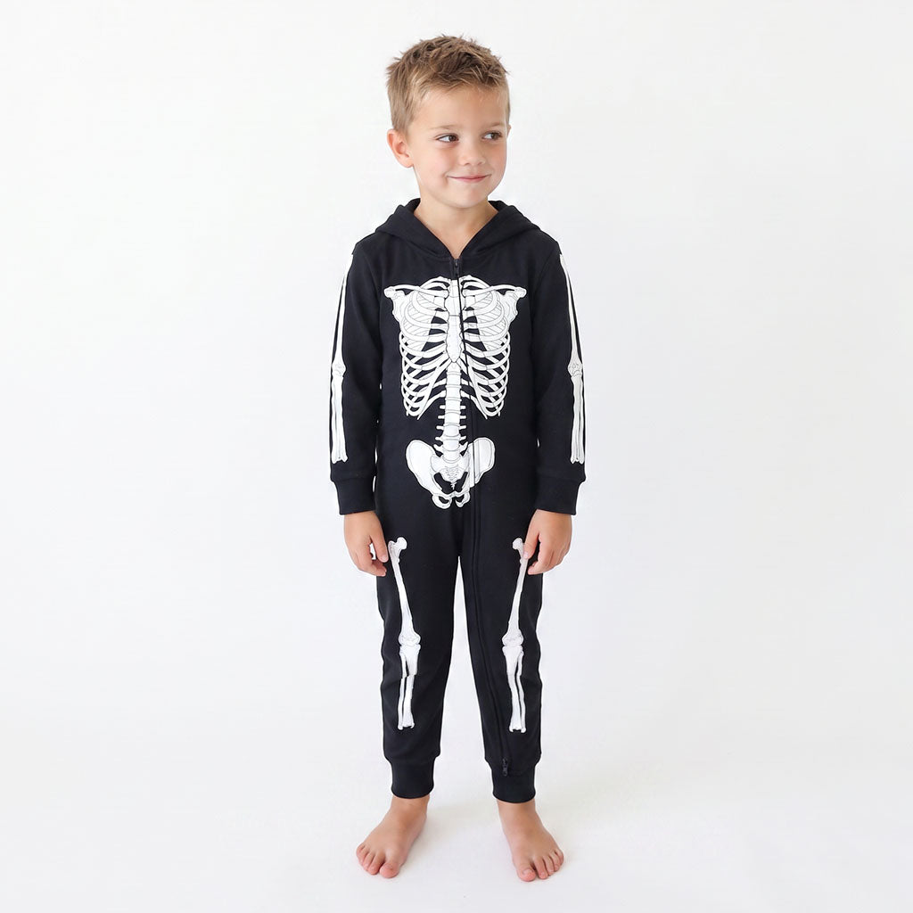 Classic Skelly Fleece Hooded Romper