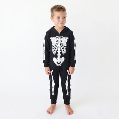 Classic Skelly Fleece Hooded Romper