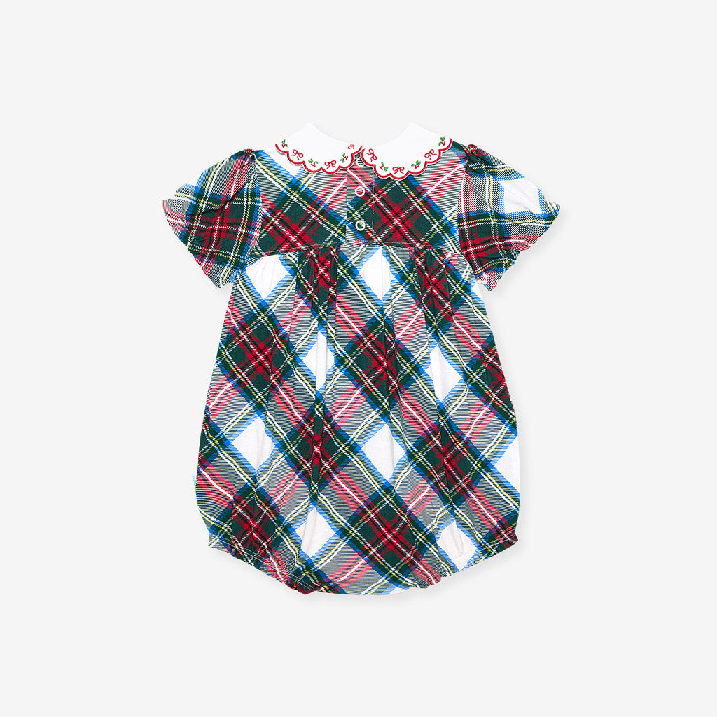Portia Plaid Scalloped Collar Bubble Romper