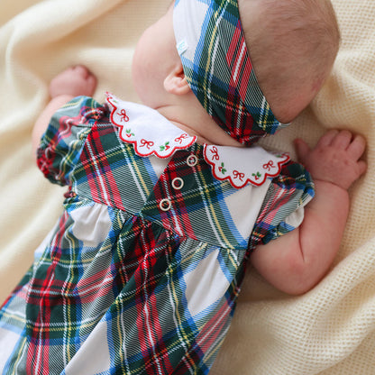 Portia Plaid Scalloped Collar Bubble Romper