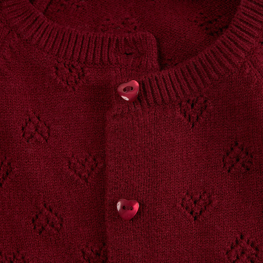 Burgundy Pointelle Cardigan