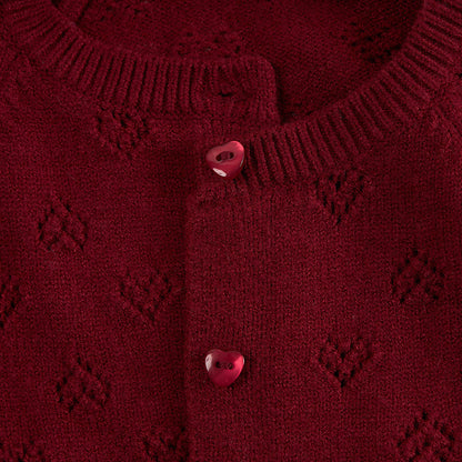 Burgundy Pointelle Cardigan