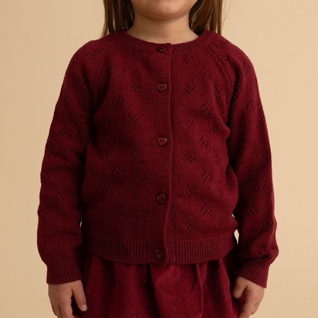 Burgundy Pointelle Cardigan