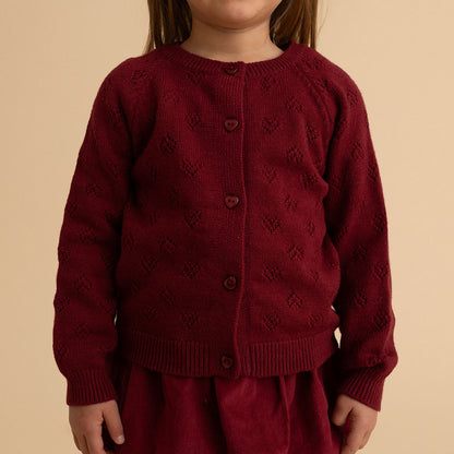 Burgundy Pointelle Cardigan