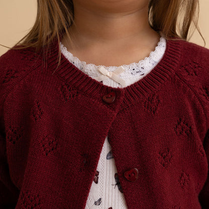 Burgundy Pointelle Cardigan