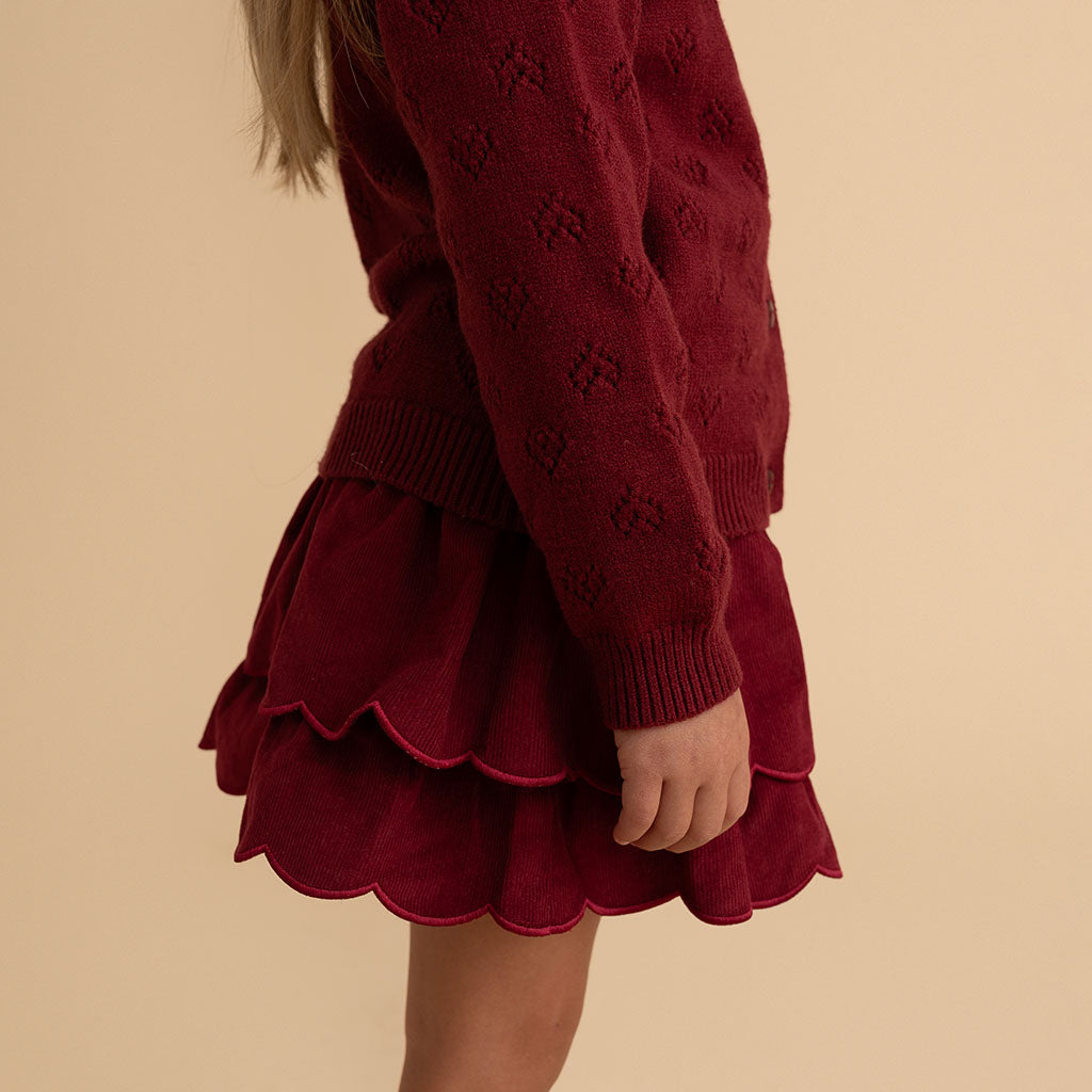 Burgundy Pointelle Cardigan