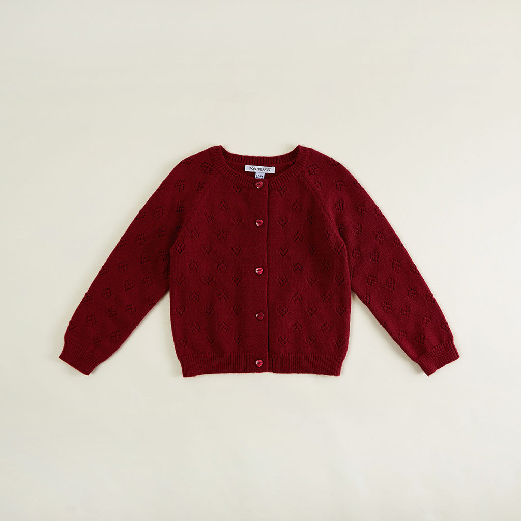 Burgundy Pointelle Cardigan