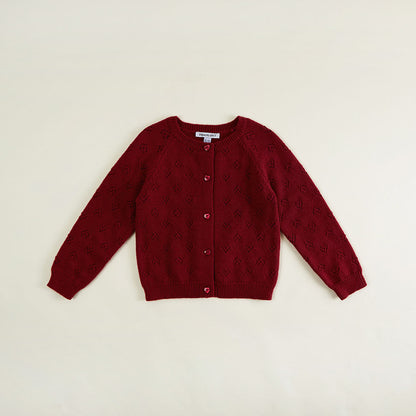 Burgundy Pointelle Cardigan
