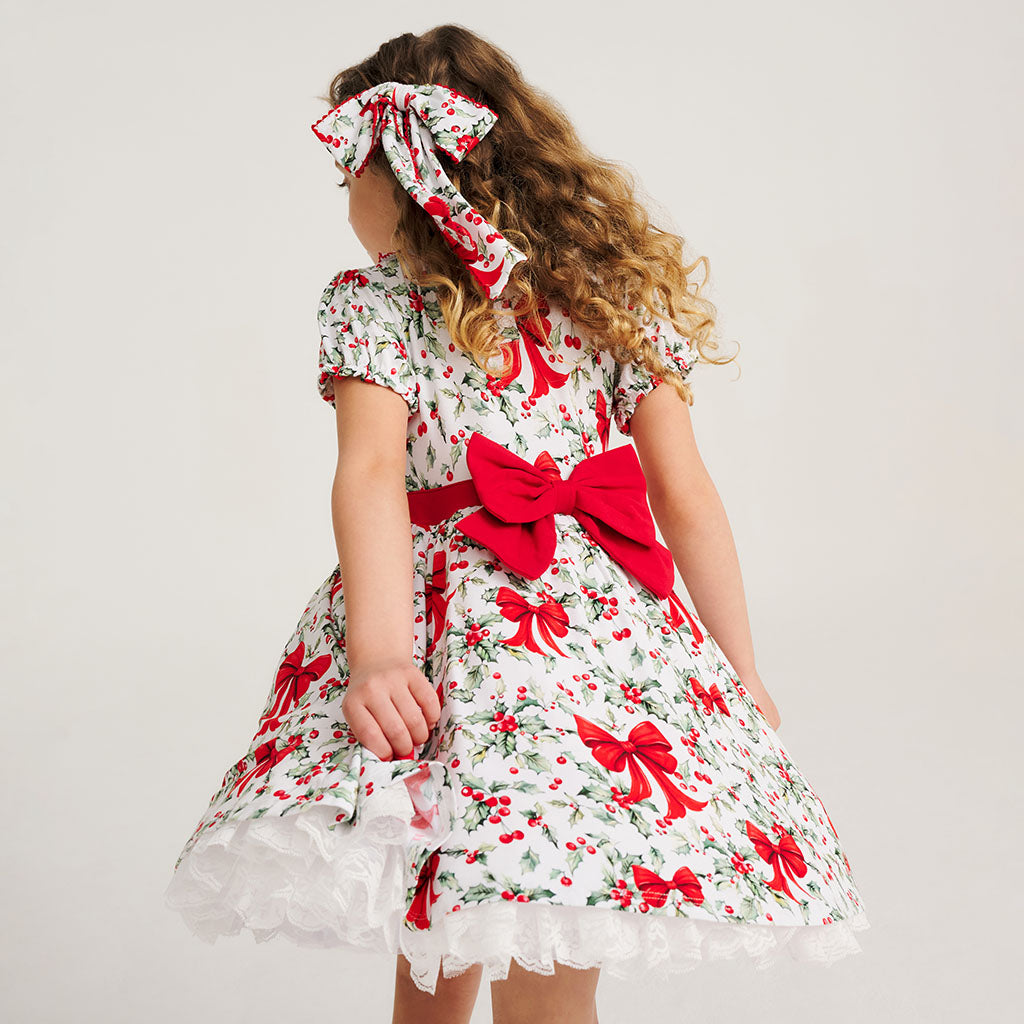 Happy Holly-days Picot Luxe Bow Hair Clip