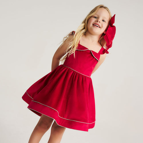Crimson Red Velveteen Petticoat Dress