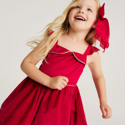 Crimson Red Velveteen Petticoat Dress