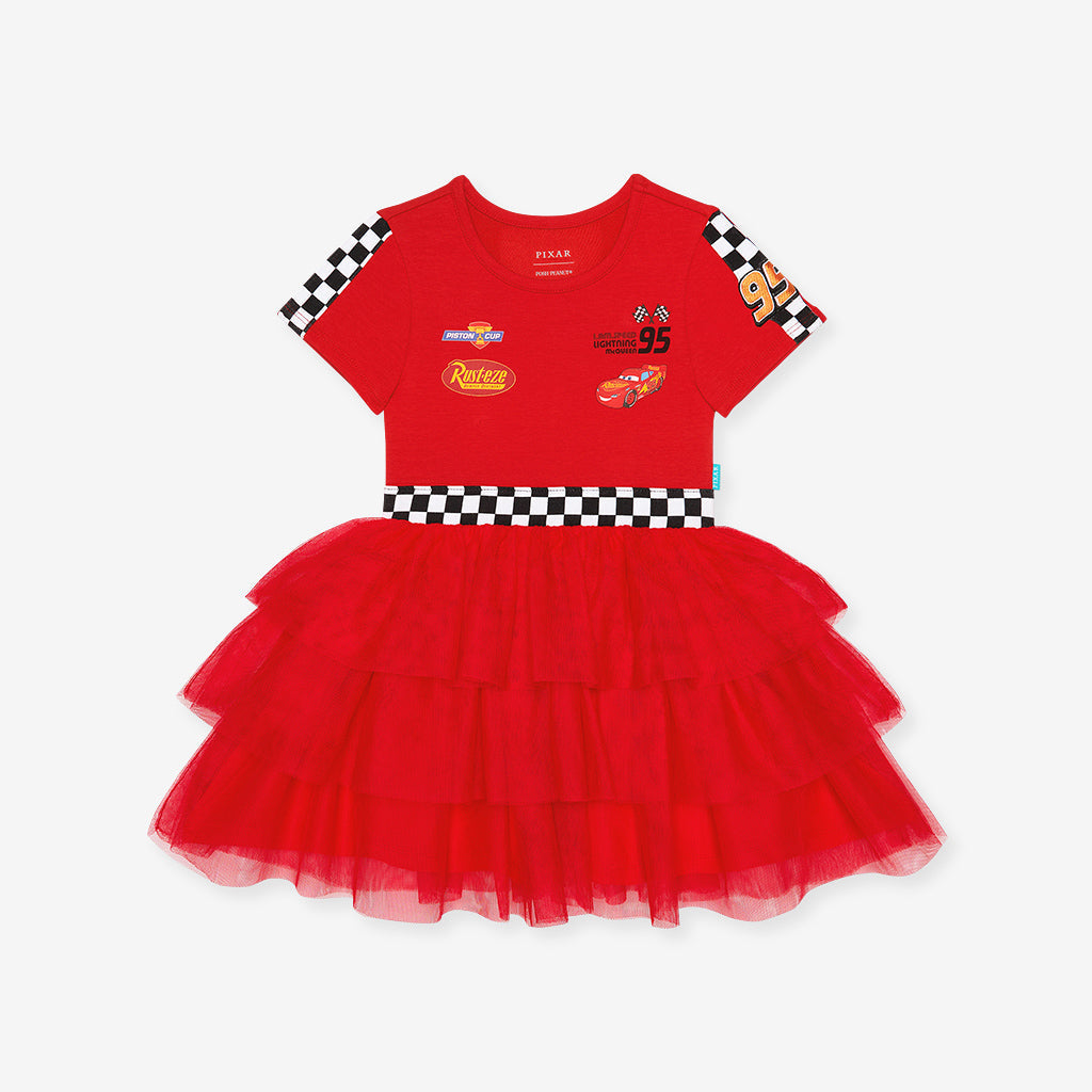 Disney Racing Red French Terry Racing Tulle Dress