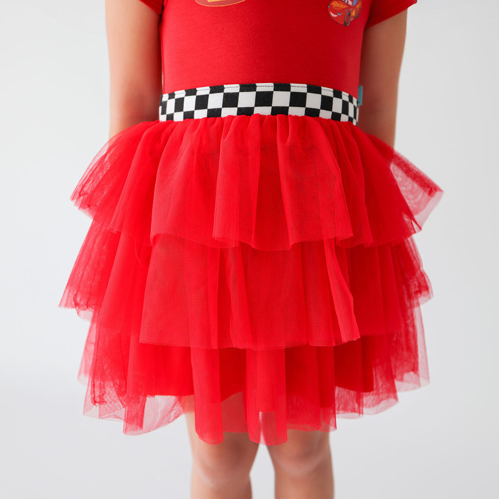 Disney Racing Red French Terry Racing Tulle Dress