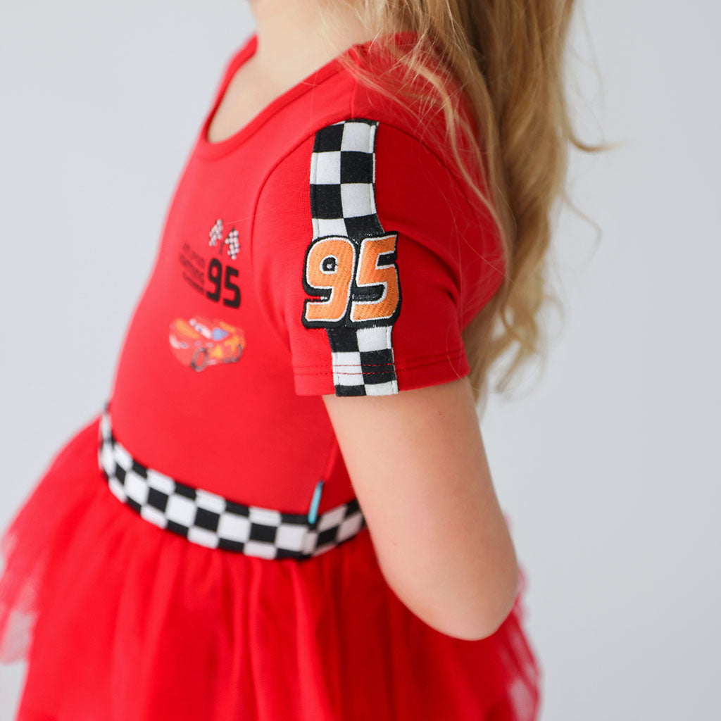 Disney Racing Red French Terry Racing Tulle Dress