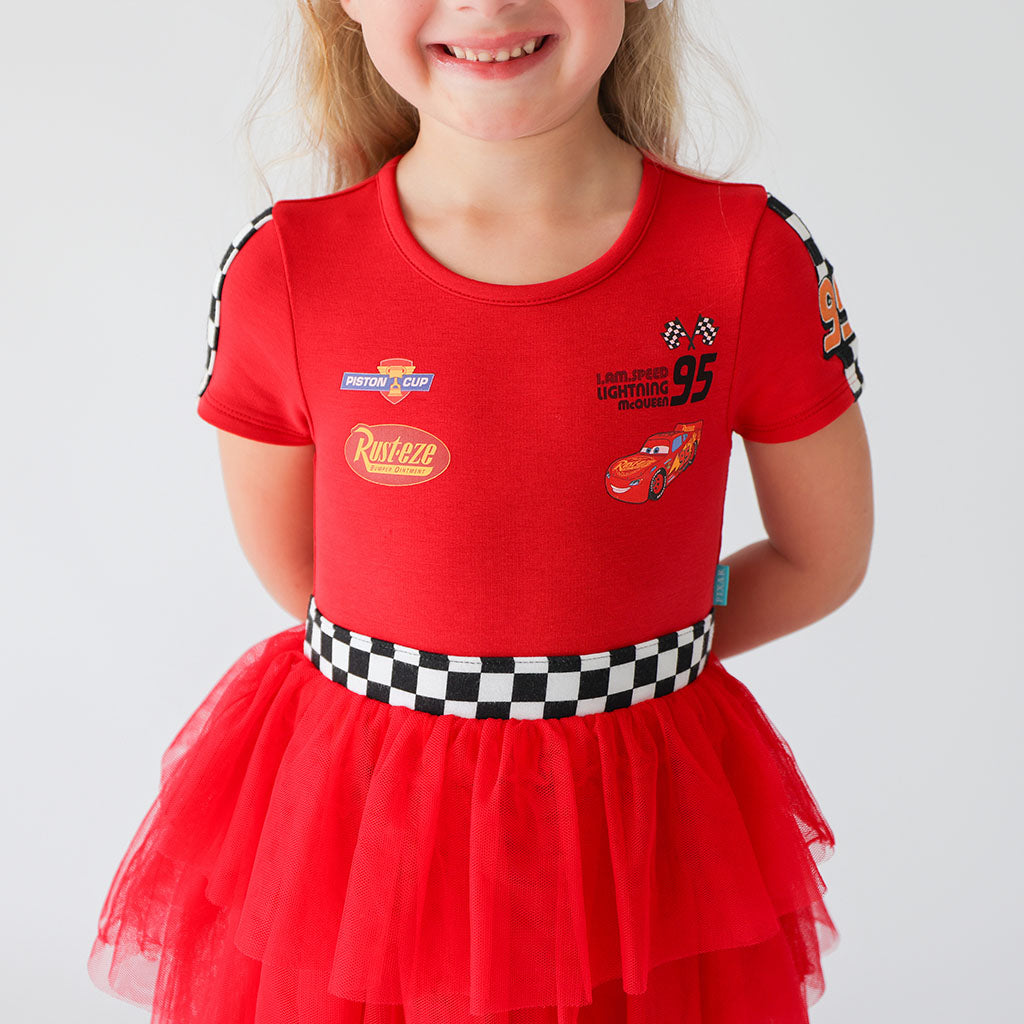 Disney Racing Red French Terry Racing Tulle Dress