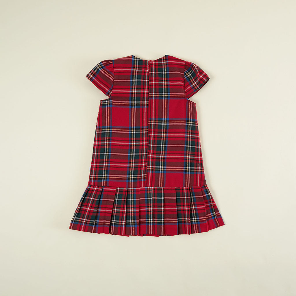 Red Tartan Plaid Pleated Dress