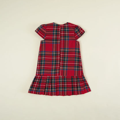 Red Tartan Plaid Pleated Dress
