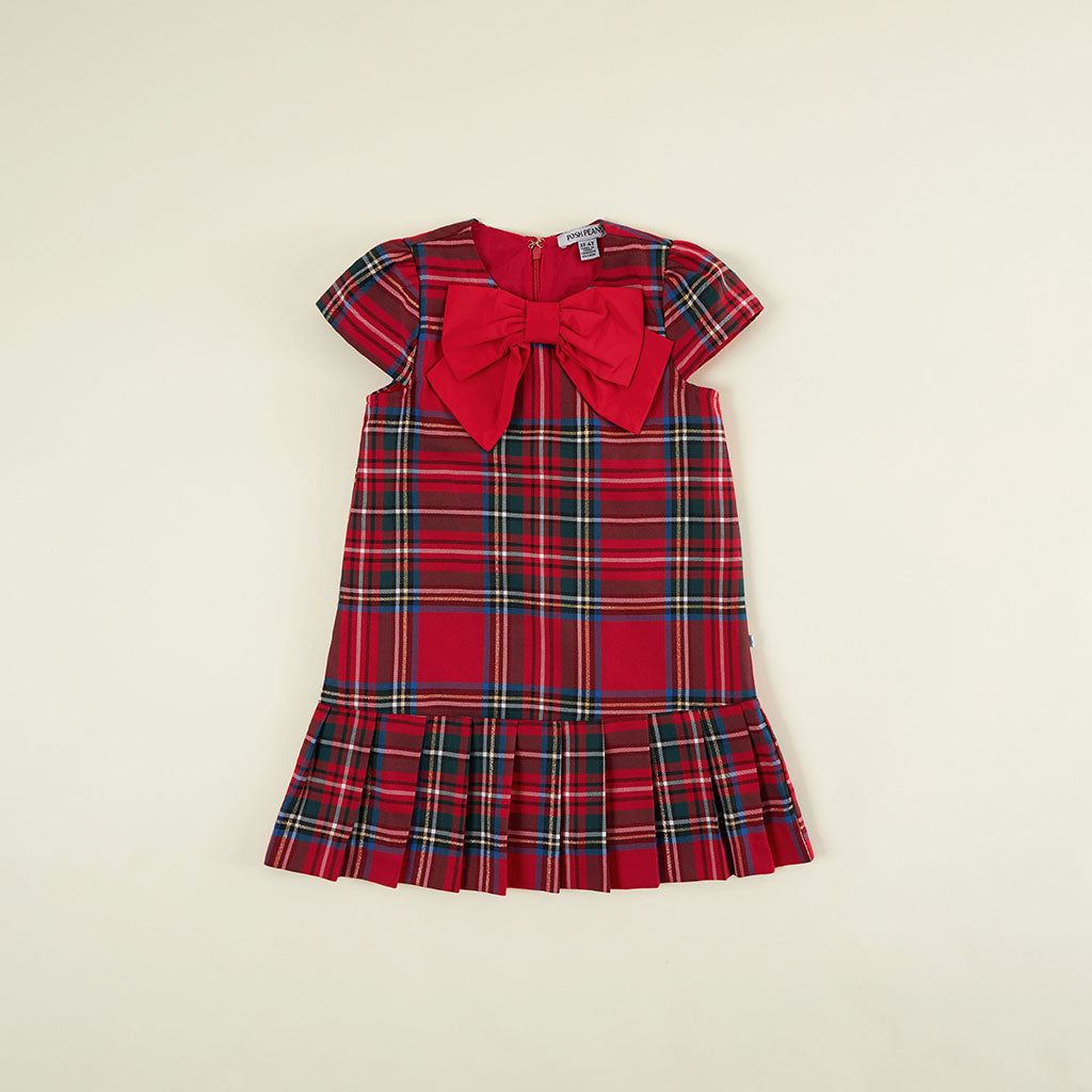 Red Tartan Plaid Pleated Dress