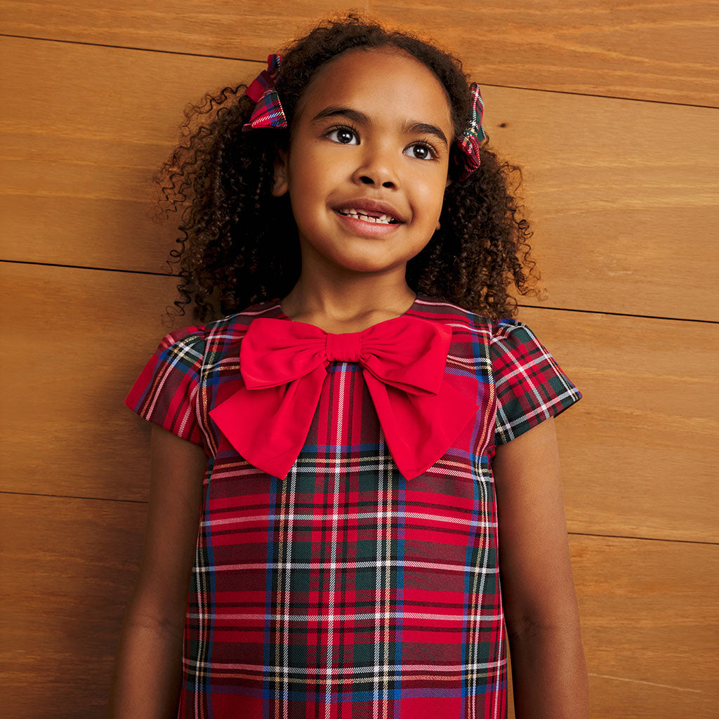 Red Tartan Plaid Pleated Dress