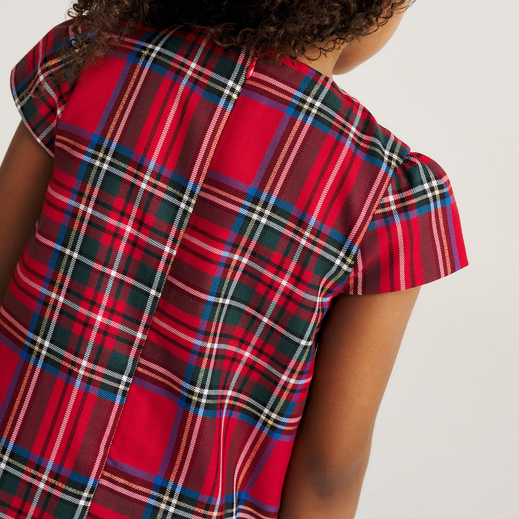 Red Tartan Plaid Pleated Dress