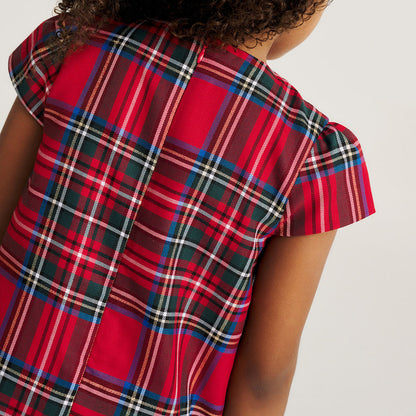 Red Tartan Plaid Pleated Dress