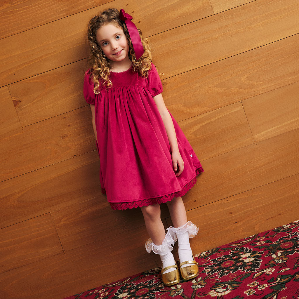 Deep Garnet Velveteen Babydoll Petticoat Dress