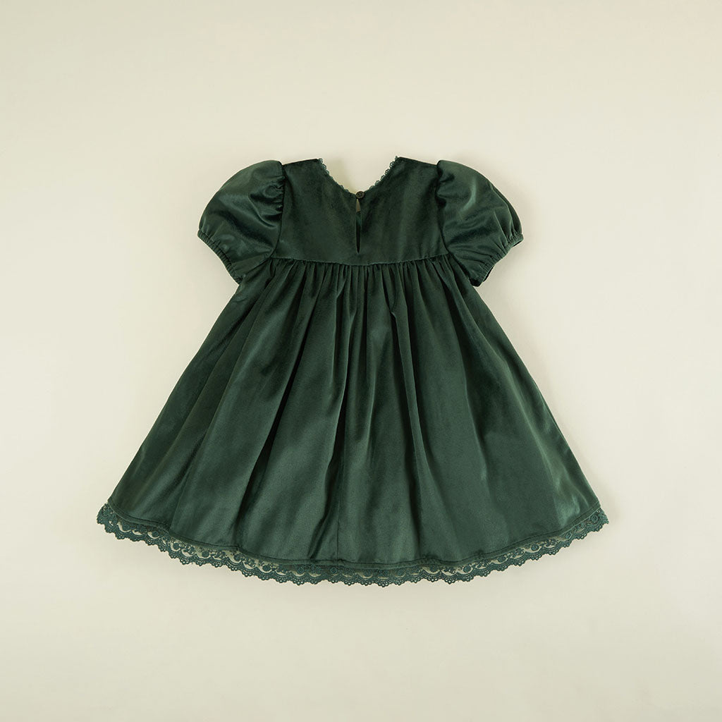 Evergreen Velveteen Babydoll Petticoat Dress